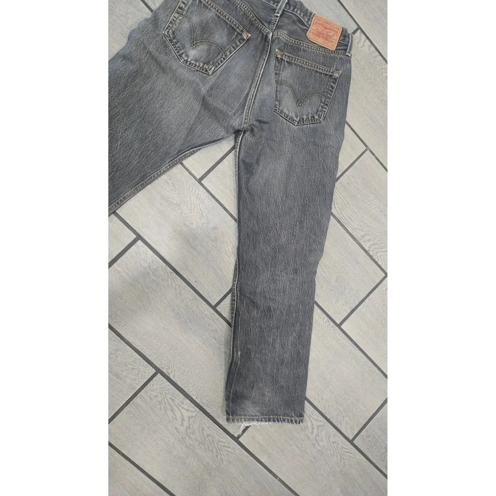 Levis 501 Original Straight Leg Jeans Mens 33x32 Faded Black Denim Button Fly